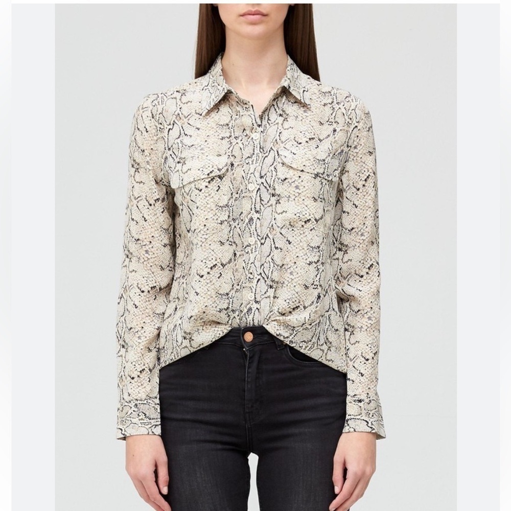 Equipment Cream Snake Print Button-Down Shirt